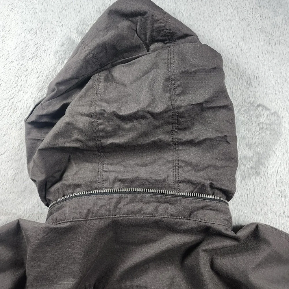 PrAna Jacket Mens XL Gray Hooded Windbreaker Softshell‎ Full Zip Pockets Outdoor